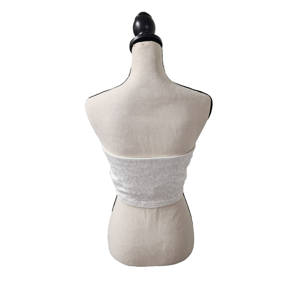 Express Sexy Stretch White Sequin Tube Top Sz L Built In Bra Coquette Cropped - Picture 10 of 10